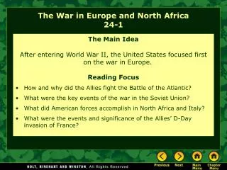 The War in Europe and North Africa 24-1