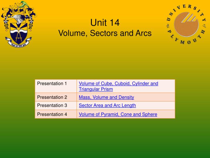 unit 14 volume sectors and arcs