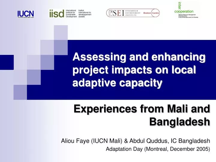 assessing and enhancing project impacts on local adaptive capacity