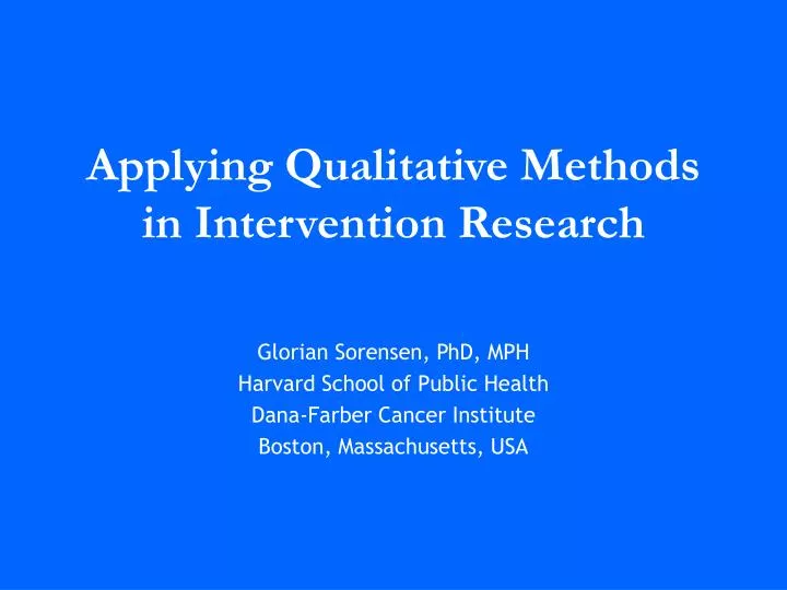 applying qualitative methods in intervention research