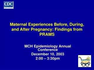 Maternal Experiences Before, During, and After Pregnancy: Findings from PRAMS