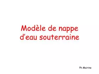 mod le de nappe d eau souterraine