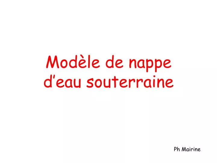 mod le de nappe d eau souterraine