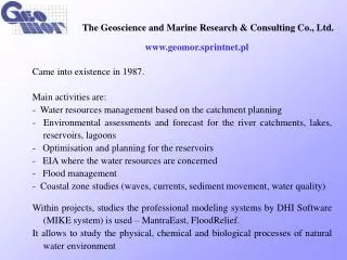 The Geoscience and Mari ne Research &amp; Consulting Co., Ltd.