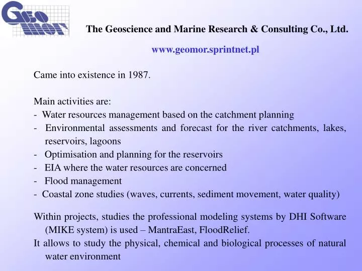 the geoscience and mari ne research consulting co ltd