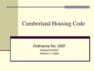 Cumberland Housing Code