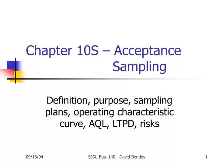 chapter 10s acceptance sampling
