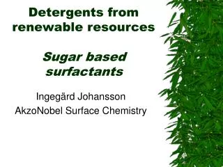 Detergents from renewable resources Sugar based surfactants