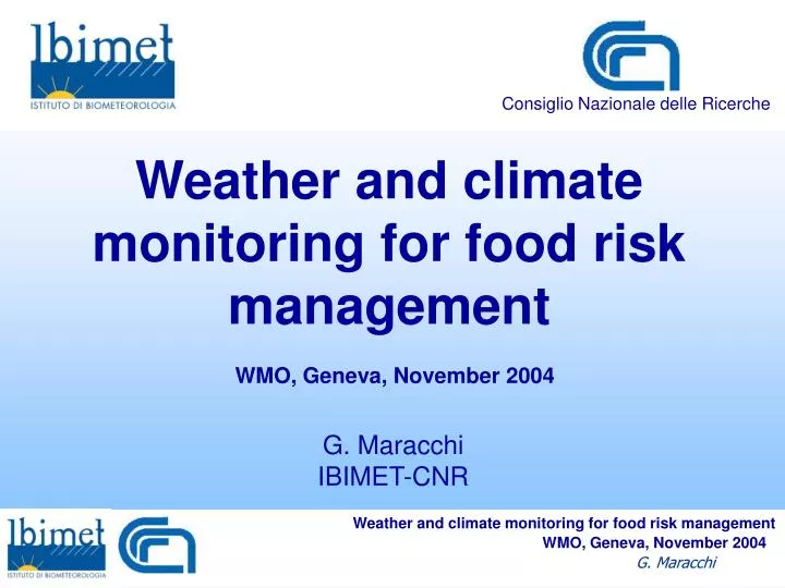 weather and climate monitoring for food risk management