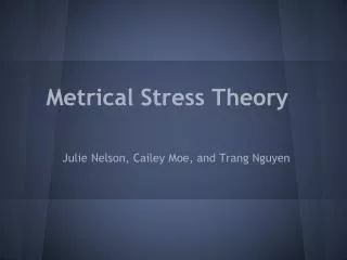 Metrical Stress Theory