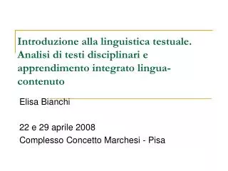 Introduzione alla linguistica testuale. Analisi di testi disciplinari e apprendimento integrato lingua-contenuto