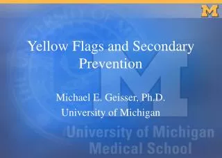 Yellow Flags and Secondary Prevention
