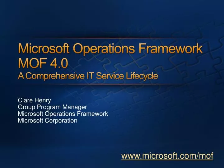 microsoft operations framework mof 4 0 a comprehensive it service lifecycle
