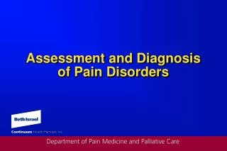 Assessment and Diagnosis of Pain Disorders