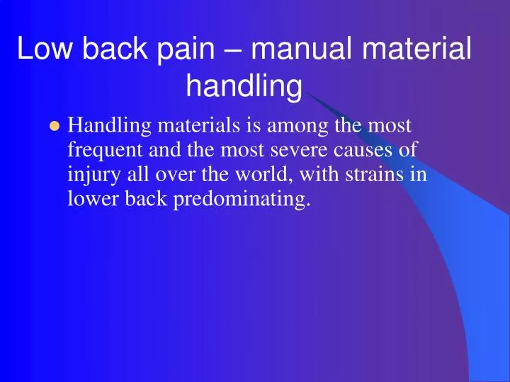 low back pain manual material handling