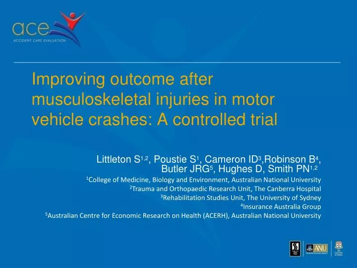 improving outcome after musculoskeletal injuries in motor vehicle crashes a controlled trial