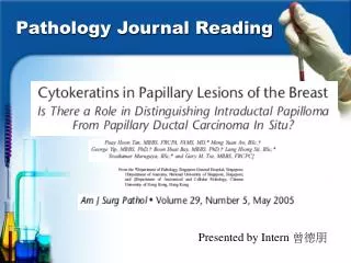 Pathology Journal Reading