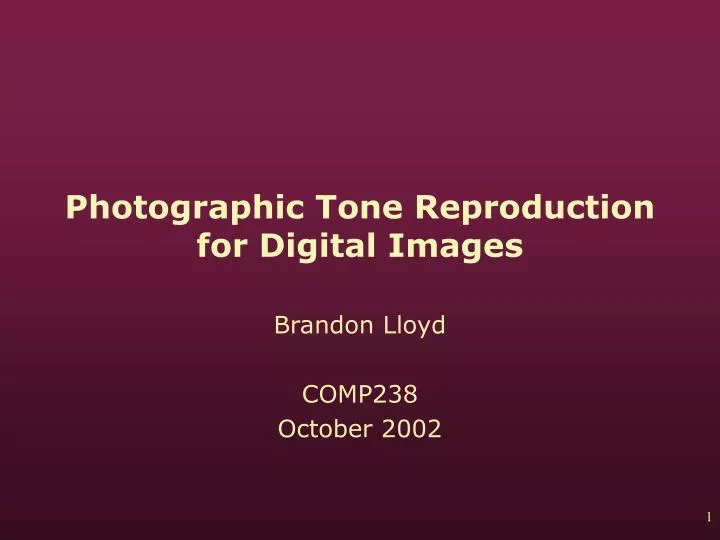photographic tone reproduction for digital images