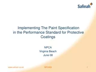 Implementing The Paint Specification in the Performance Standard for Protective Coatings