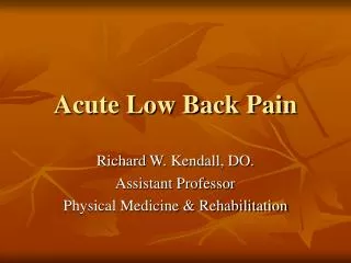 Acute Low Back Pain