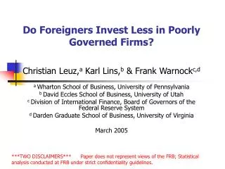 Do Foreigners Invest Less in Poorly Governed Firms?