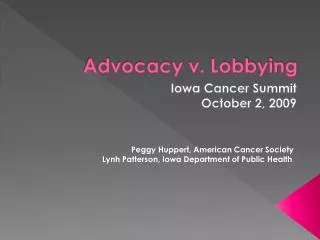 Advocacy v. Lobbying