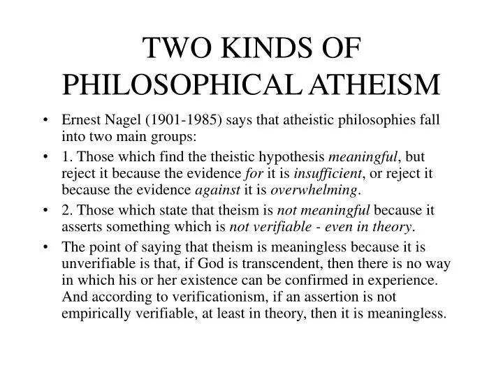 two kinds of philosophical atheism