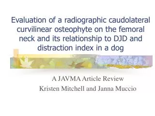 A JAVMA Article Review Kristen Mitchell and Janna Muccio