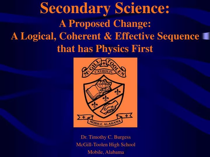 secondary science a proposed change a logical coherent effective sequence that has physics first