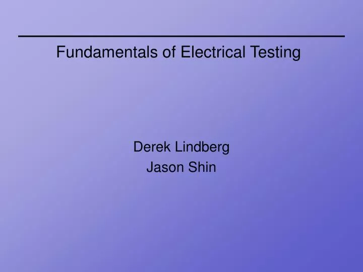 fundamentals of electrical testing