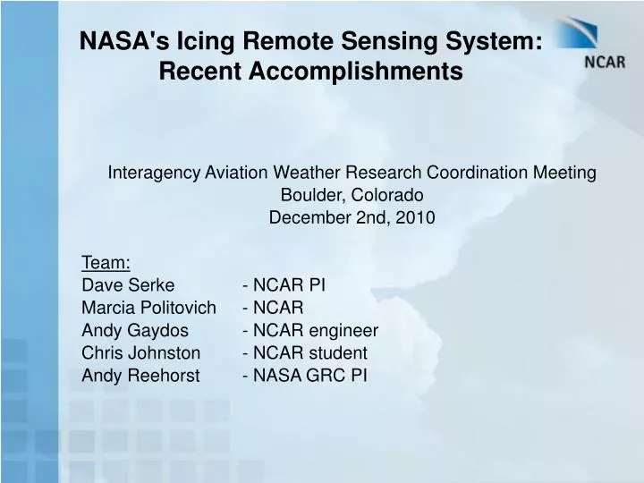 nasa s icing remote sensing system recent accomplishments