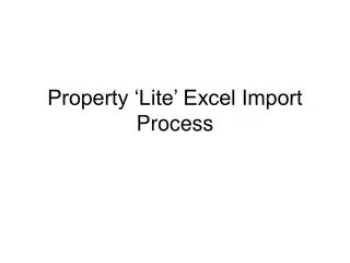Property ‘Lite’ Excel Import Process