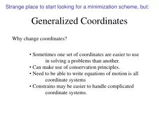 Generalized Coordinates