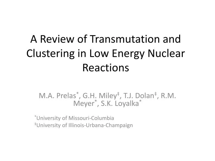 a review of transmutation and clustering in low energy nuclear reactions