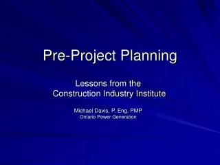 Pre-Project Planning
