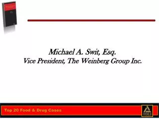 Michael A. Swit, Esq. Vice President, The Weinberg Group Inc.