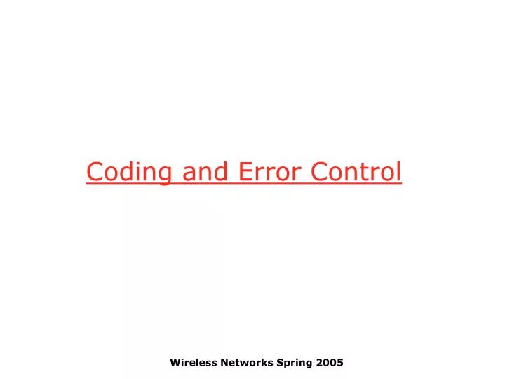 coding and error control