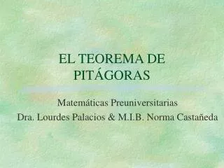 EL TEOREMA DE PITÁGORAS