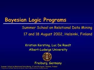 Bayesian Logic Programs