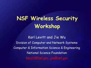 NSF Wireless Security Workshop
