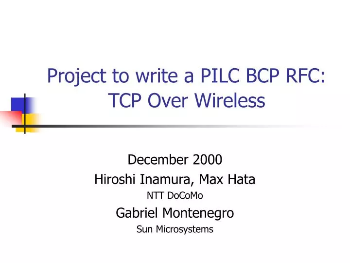 project to write a pilc bcp rfc tcp over wireless