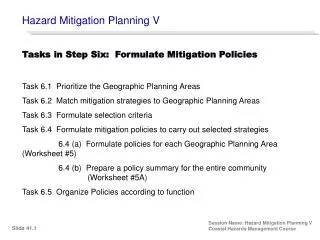 Hazard Mitigation Planning V