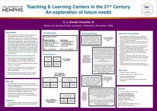 Teaching &amp; Learning Centers in the 21 st Century An exploration of future needs