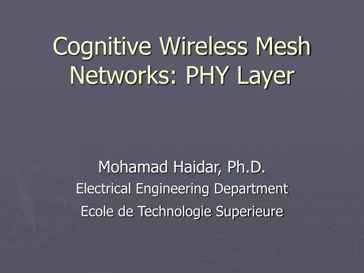 cognitive wireless mesh networks phy layer