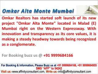 Omkar Alta Monte @09999684166 apartments malad east mumbai