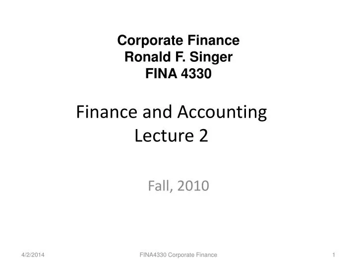 finance and accounting lecture 2