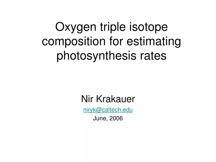 oxygen triple isotope composition for estimating photosynthesis rates