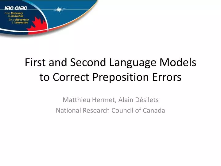 first and second language models to correct preposition errors