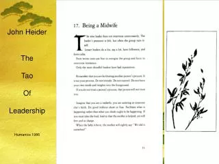 John Heider The Tao Of Leadership Humanics 1986