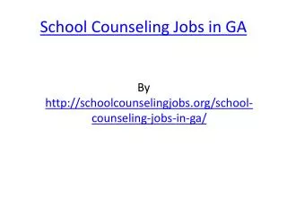 School Counseling Jobs in GA